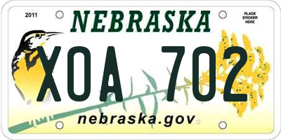 NE license plate XOA702