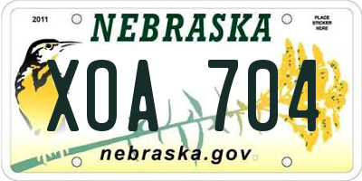 NE license plate XOA704