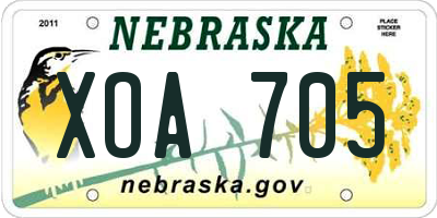 NE license plate XOA705