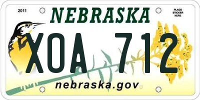 NE license plate XOA712