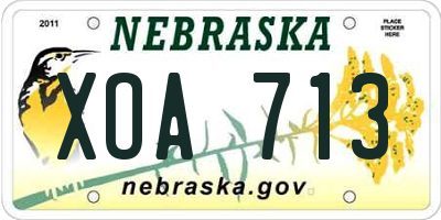 NE license plate XOA713
