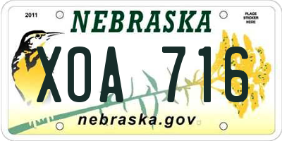NE license plate XOA716