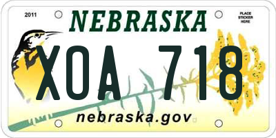 NE license plate XOA718