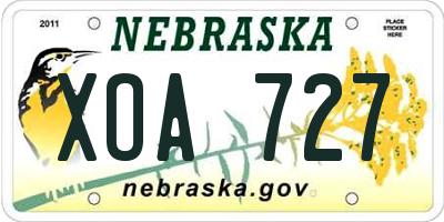 NE license plate XOA727