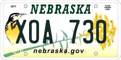 NE license plate XOA730