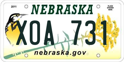 NE license plate XOA731