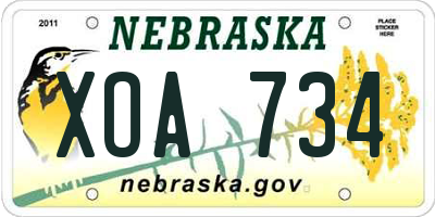 NE license plate XOA734