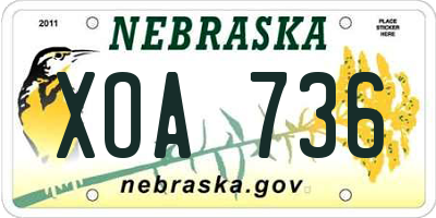 NE license plate XOA736