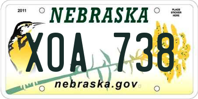 NE license plate XOA738