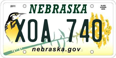 NE license plate XOA740