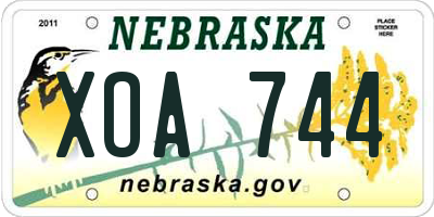 NE license plate XOA744