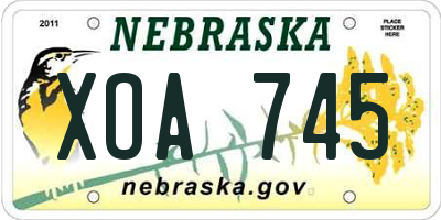 NE license plate XOA745