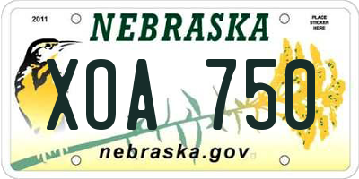 NE license plate XOA750
