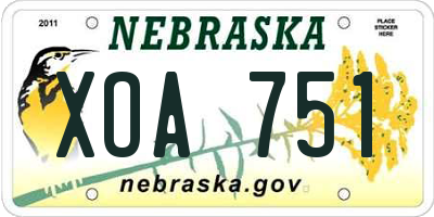 NE license plate XOA751
