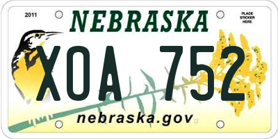 NE license plate XOA752