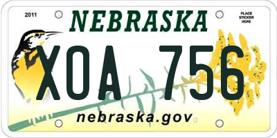 NE license plate XOA756