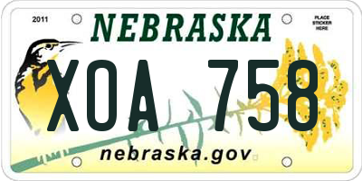 NE license plate XOA758