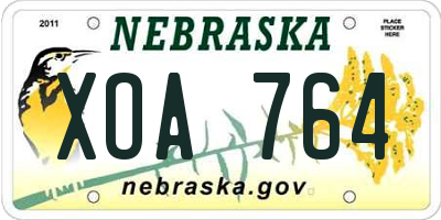 NE license plate XOA764