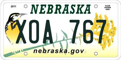 NE license plate XOA767