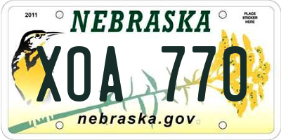 NE license plate XOA770