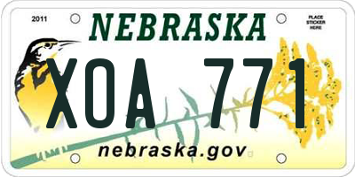 NE license plate XOA771