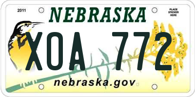 NE license plate XOA772