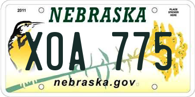 NE license plate XOA775