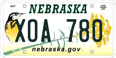 NE license plate XOA780
