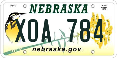 NE license plate XOA784