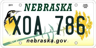 NE license plate XOA786