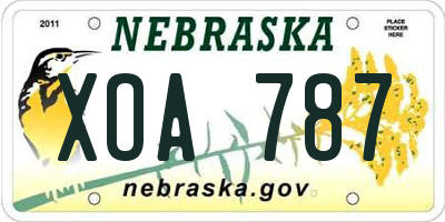 NE license plate XOA787