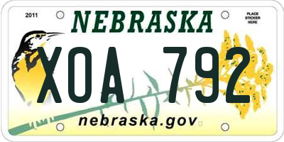 NE license plate XOA792