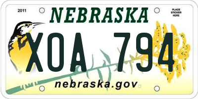 NE license plate XOA794