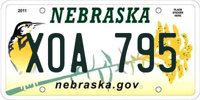 NE license plate XOA795