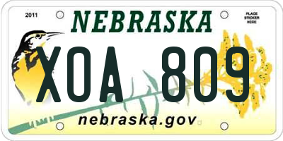NE license plate XOA809