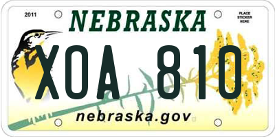 NE license plate XOA810