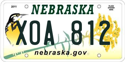 NE license plate XOA812