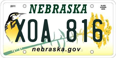 NE license plate XOA816