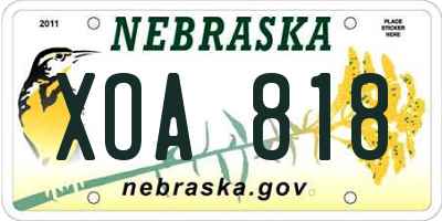 NE license plate XOA818