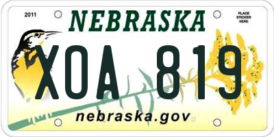 NE license plate XOA819