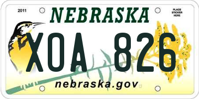 NE license plate XOA826