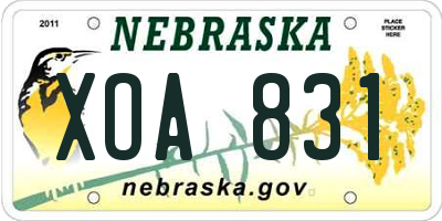 NE license plate XOA831