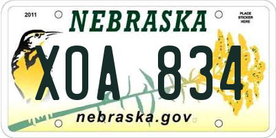 NE license plate XOA834