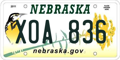 NE license plate XOA836