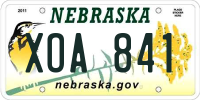 NE license plate XOA841