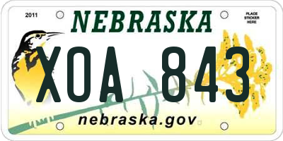 NE license plate XOA843