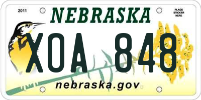 NE license plate XOA848