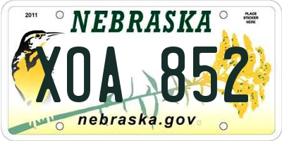 NE license plate XOA852