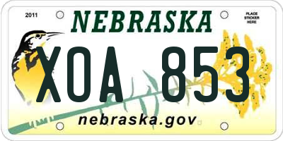 NE license plate XOA853