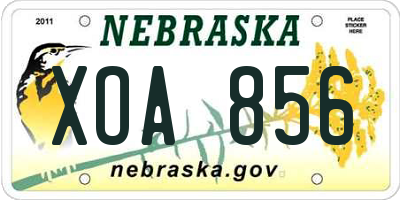 NE license plate XOA856